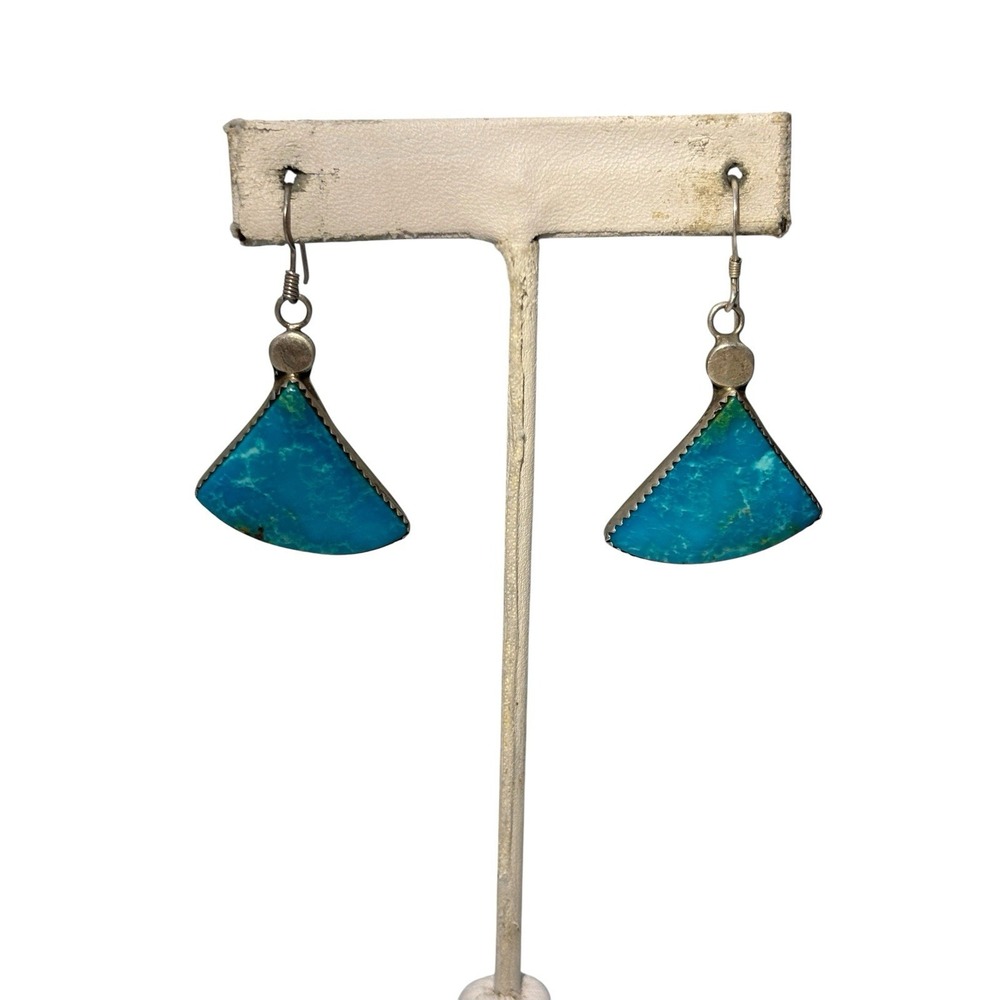 Vintage Gertie Ganadonegro Sterling Silver 925 Turquoise Dangle Pierced Earrings